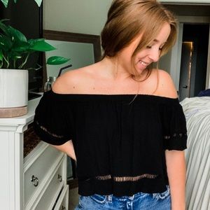 Off shoulder short sleeve flowy top